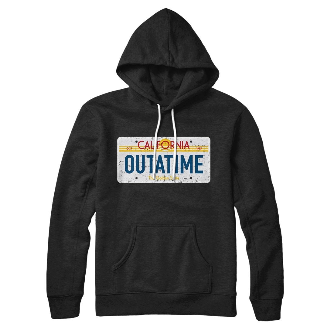 Outatime License Plate Pullover Hoodie - Unisex Cotton Polyester Loose Fit