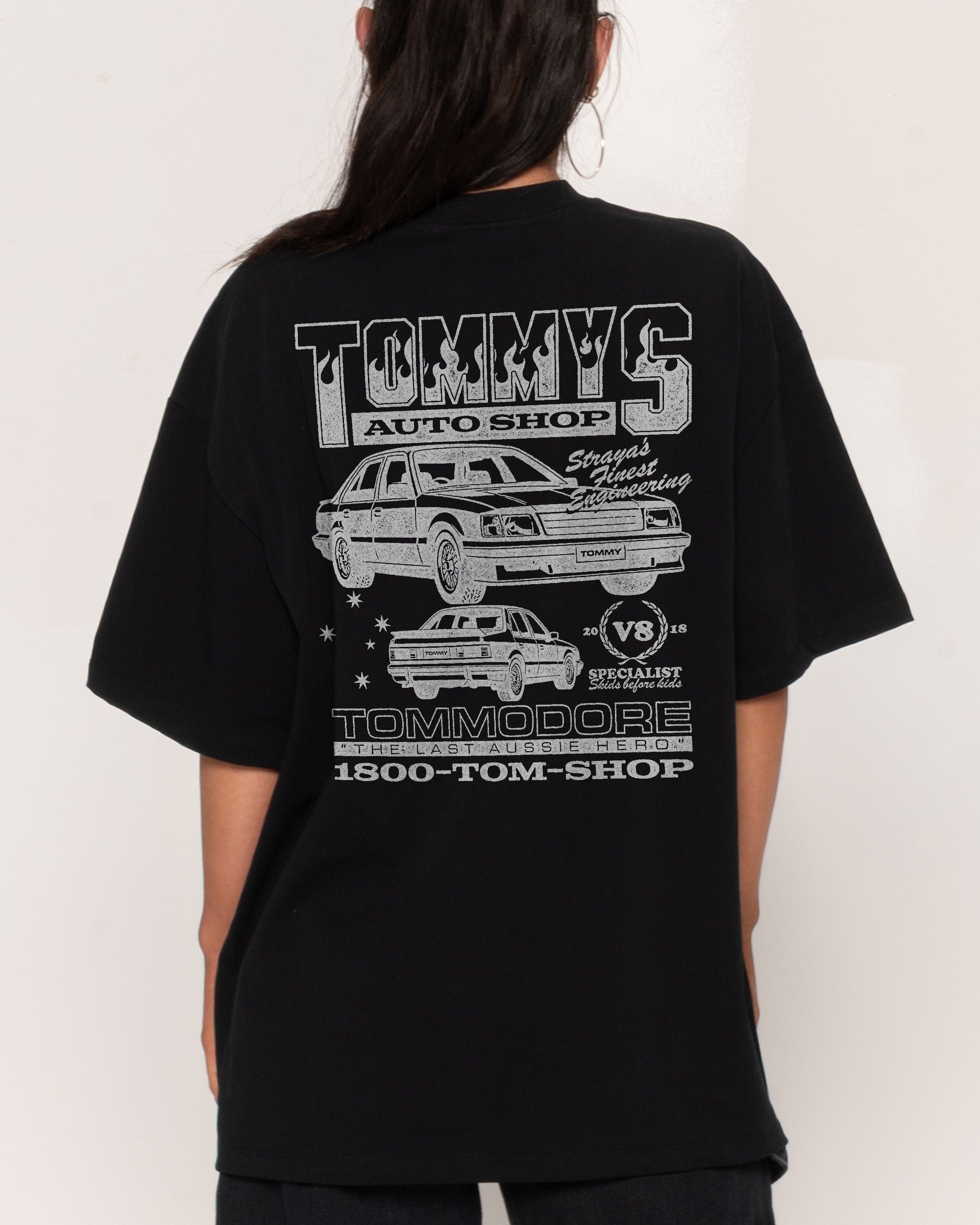 Tommy's Auto Shop Oversized Graphic Tee - Unisex 90s Boxy Fit 100% Combed Cotton