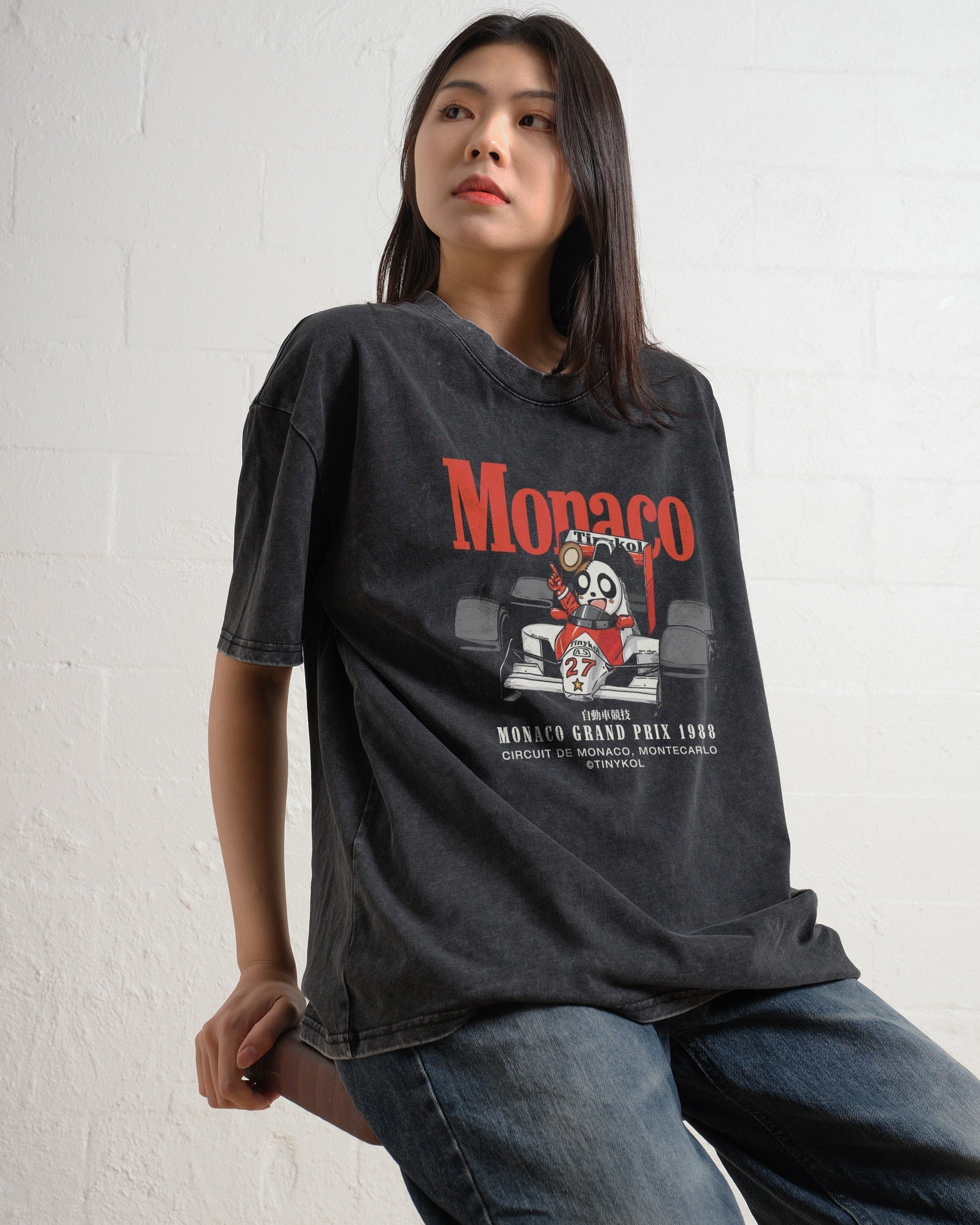Monaco Racing Oversized Tee - Premium 90s Graphic T-Shirt, Heavyweight 100% Combed Cotton, Unisex