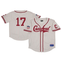 Men's Pittsburgh Crawfords #17 Rings & Crwns Cream Mesh Button-Down Jersey