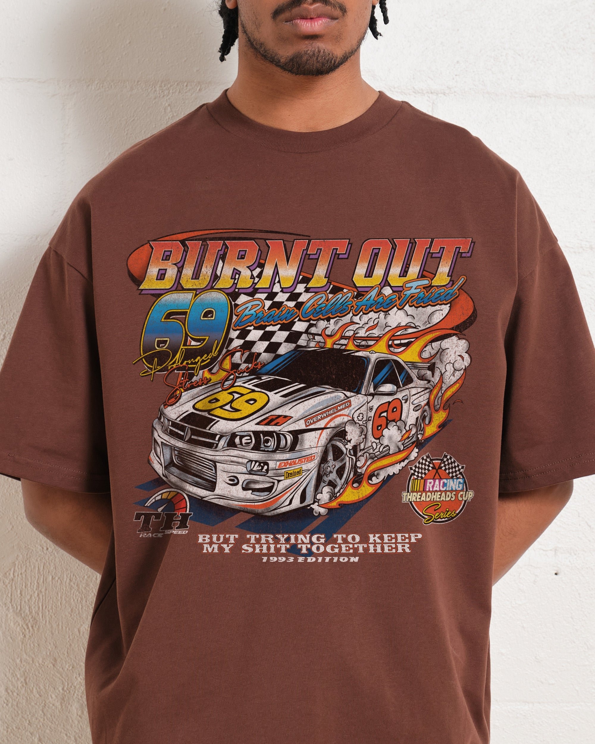 Burnt Out Oversized Tee Unisex 90s Graphic T-Shirt 100% Combed Cotton Heavyweight