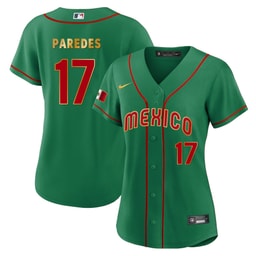 Isaac Paredes 17 Mexico 2023 Baseball Jersey - Green Gold Trim