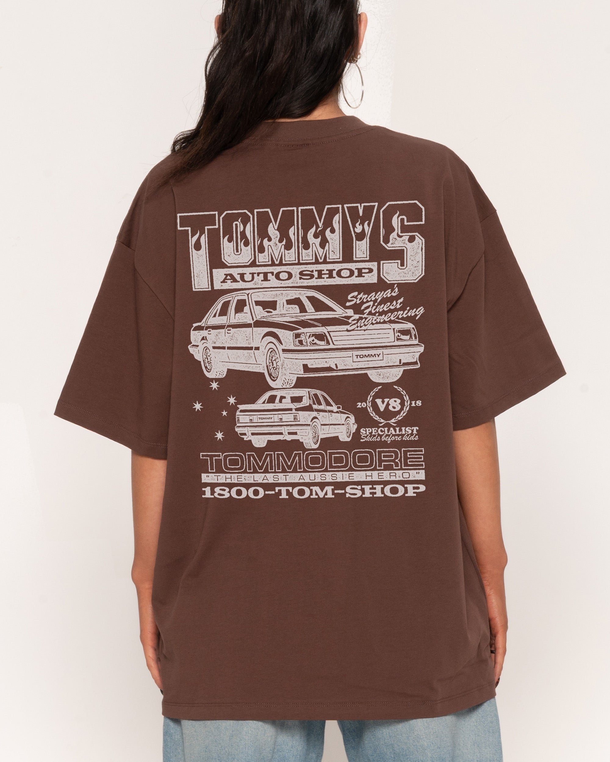Tommy's Auto Shop Oversized Graphic Tee - Unisex 90s Boxy Fit 100% Combed Cotton