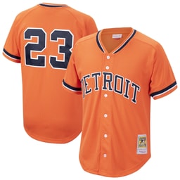 Men's Baseball team Kirk Gibson Apparel brand Orange Cooperstown Collection Mesh Batting Practice Button-Up Jersey