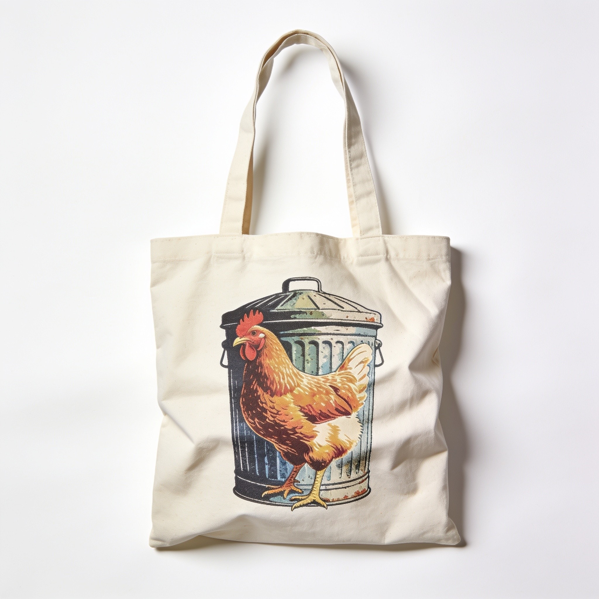 Vintage Bin Chicken Tote Bag - 100% Cotton Canvas with Reinforced Straps