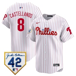 Nick Castellanos 8 Baseball team 2024 Jackie Robinson Patch Men's Jersey - White