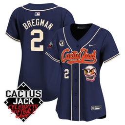 Alex Bregman 2 Baseball team Cactus Jack Celebrity Softball Game Patch Women's Jersey - Navy
