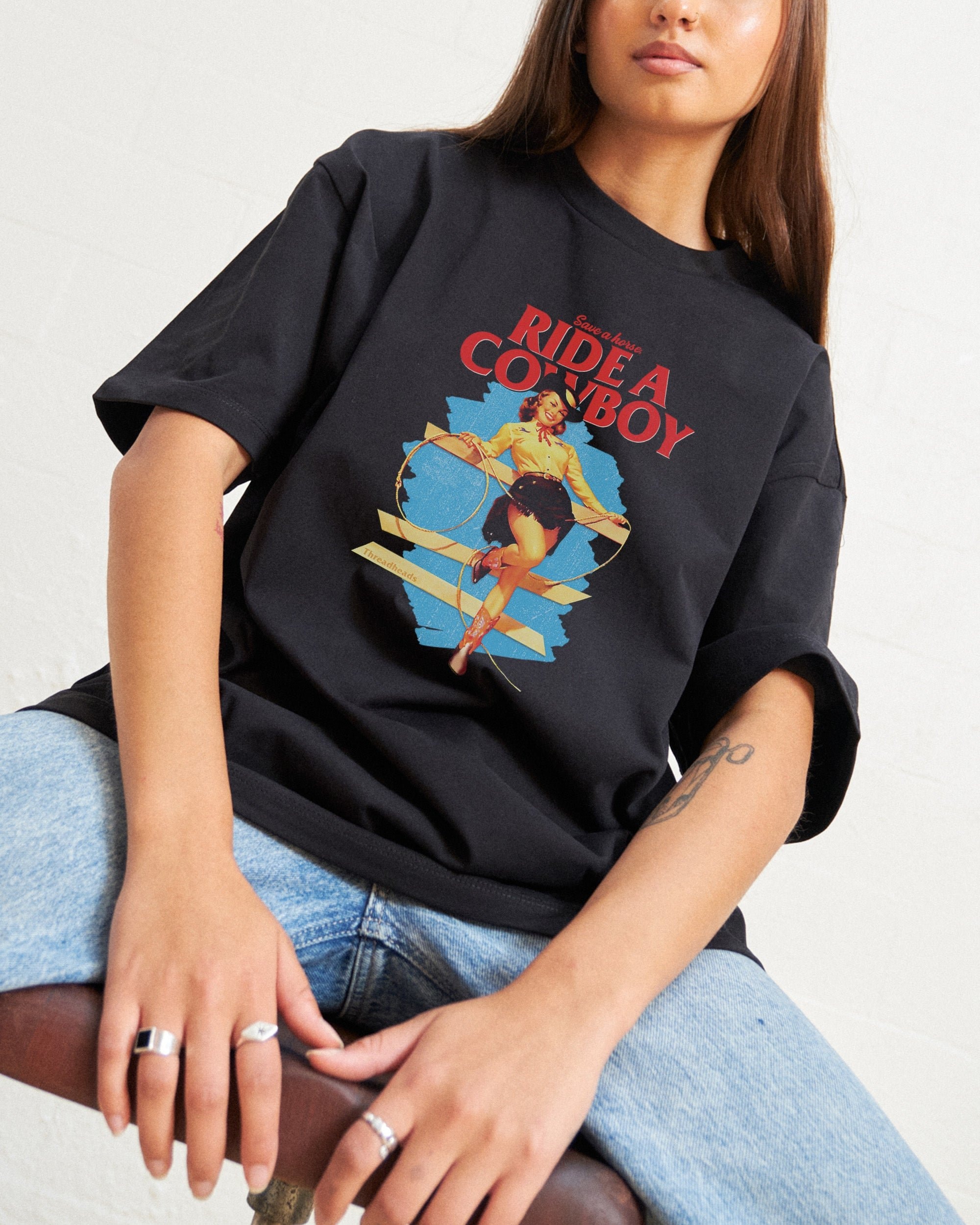 Save a Horse Ride a Cowboy Oversized Graphic Tee Unisex 100% Cotton