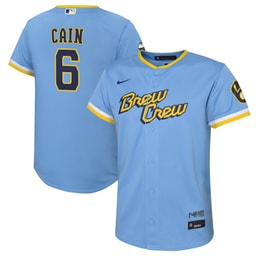 Youth Baseball team Lorenzo Cain Powder Blue City Connect Player Jersey