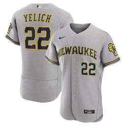 Men's Baseball team Christian Yelich Gray Road Player Logo Jersey