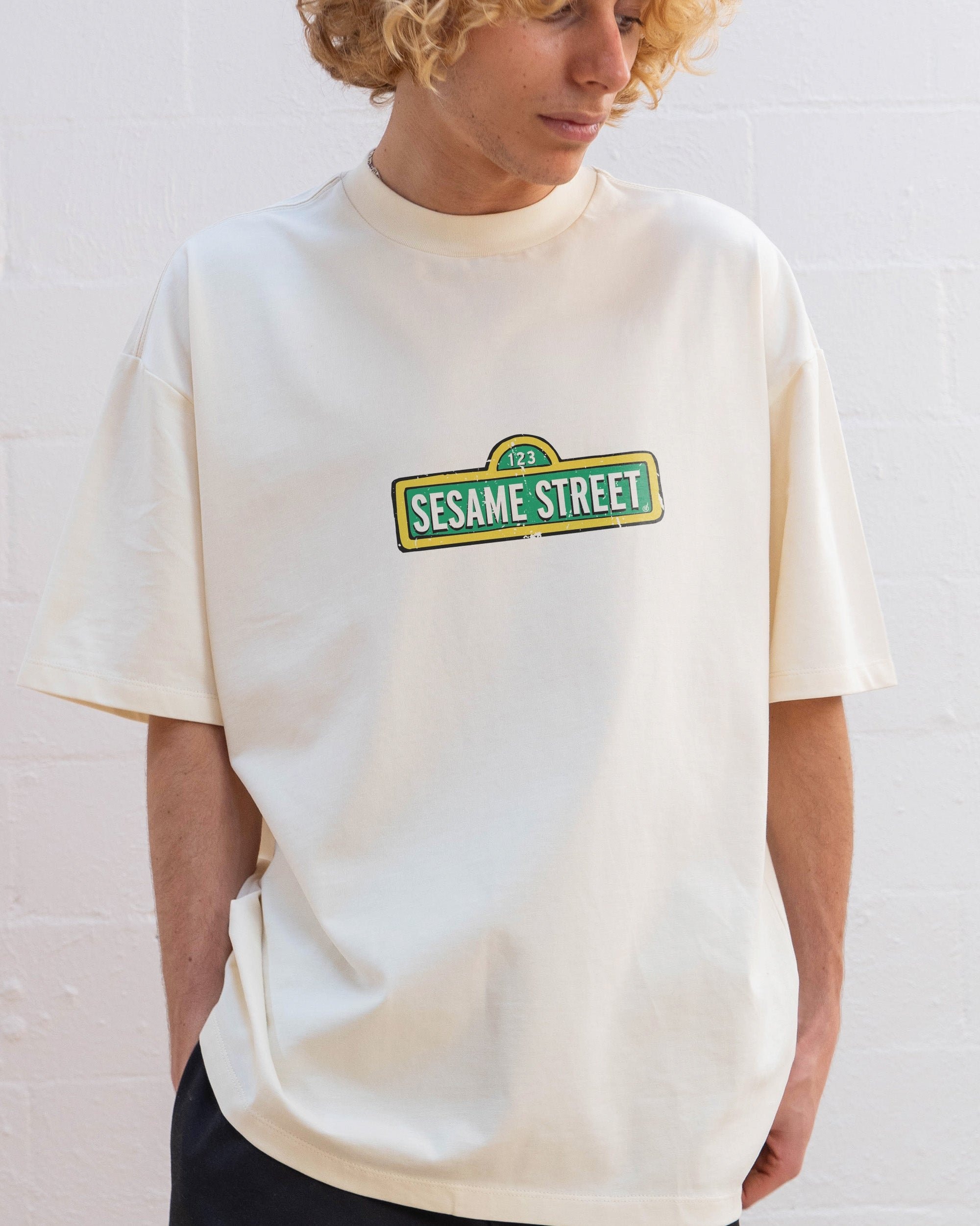 Sesame Street The Gang's All Here Oversized Graphic T-Shirt - Unisex 90s Boxy Fit