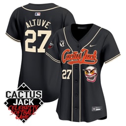 Jos? Altuve 27 Baseball team Cactus Jack Celebrity Softball Game Patch Women Jersey - Black