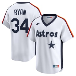 Men's Baseball team Nolan Ryan White Throwback Cooperstown Collection Limited Jersey