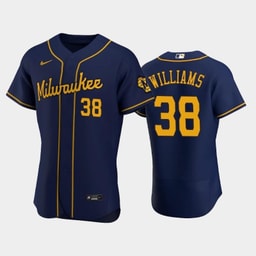 Baseball team 38 Devin Williams Alternate Team Navy Jersey