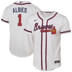 Youth Baseball team Ozzie Albies White Home Player Jersey