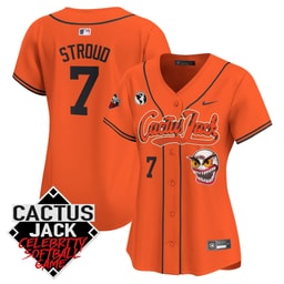 CJ Stroud 7 Baseball team Cactus Jack Celebrity Softball Game Patch Women's Jersey - Orange