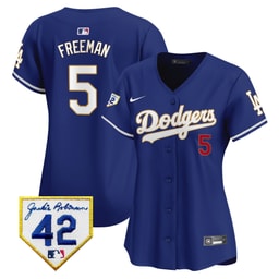 Freddie Freeman 5 Baseball team 2024 Jackie Robinson Patch Women's Jersey - Royal