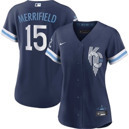 Women's Baseball team Whit Merrifield Navy City Connect Player Jersey