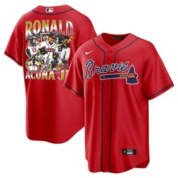 Ronald Acu?a Jr. 13 Baseball team Signed Posture 2023 Alternate Player Men Jersey - Red