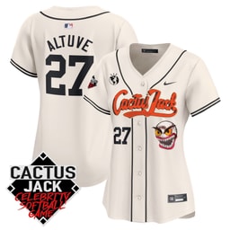 Jos? Altuve 27 Baseball team Cactus Jack Celebrity Softball Game Patch Women Jersey - Cream