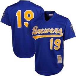 Men's Baseball team Robin Yount Apparel brand Royal Cooperstown Mesh Batting Practice Jersey