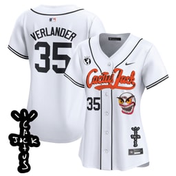 Justin Verlander 35 Baseball team Cactus Jack Patch V2 Women's Jersey - White