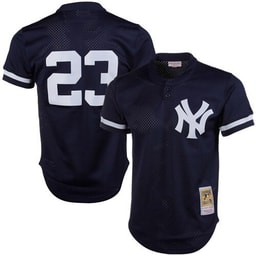 Men's Baseball team Don Mattingly Apparel brand Navy 1995 Cooperstown Collection Mesh Batting Practice Jersey