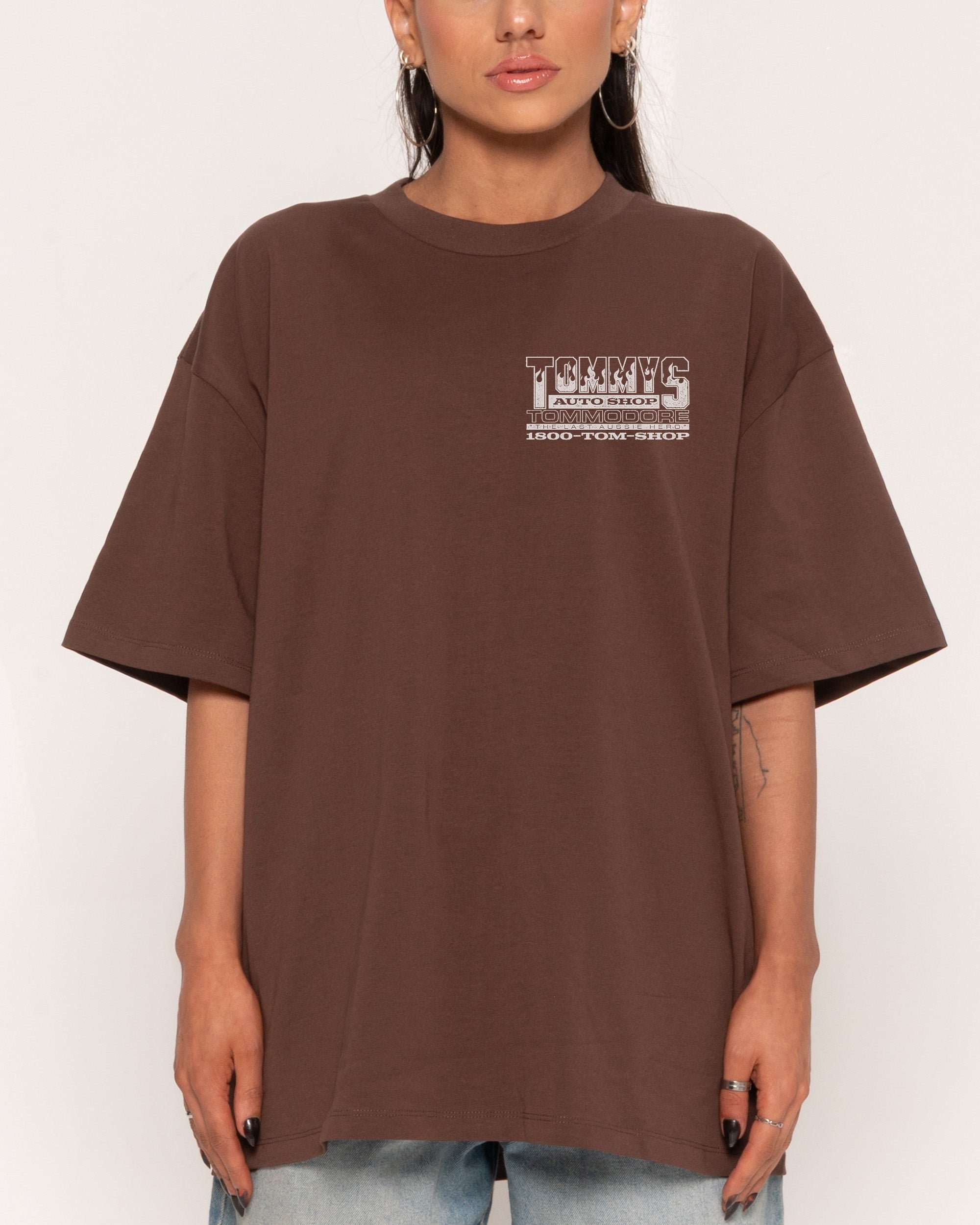 Tommy's Auto Shop Oversized Graphic Tee - Unisex 90s Boxy Fit 100% Combed Cotton