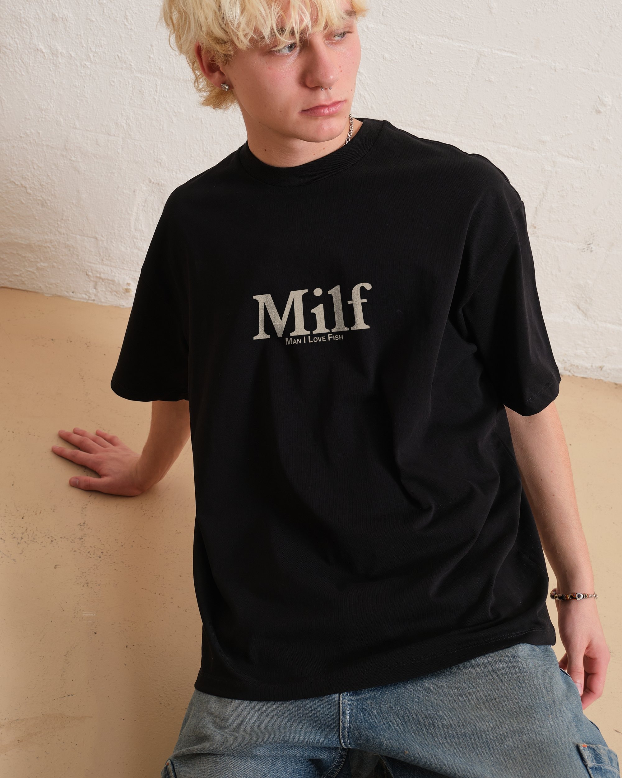 Man I Love Fish Front and Back Oversized Graphic T-Shirt - Unisex 90s Boxy Fit