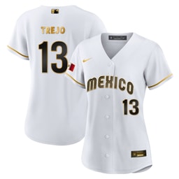 Alan Trejo 13 Mexico 2023 Baseball Jersey - White Gold