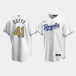 Men's Baseball team Danny Duffy 41 White Home Jersey