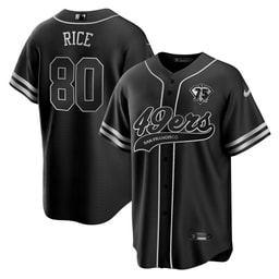 Jerry Rice 80 Football team Baseball Men's Jersey - Black Silver