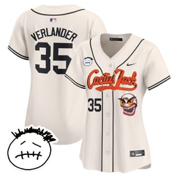 Justin Verlander 35 Baseball team Cactus Jack Patch V3 Women's Jersey - Cream