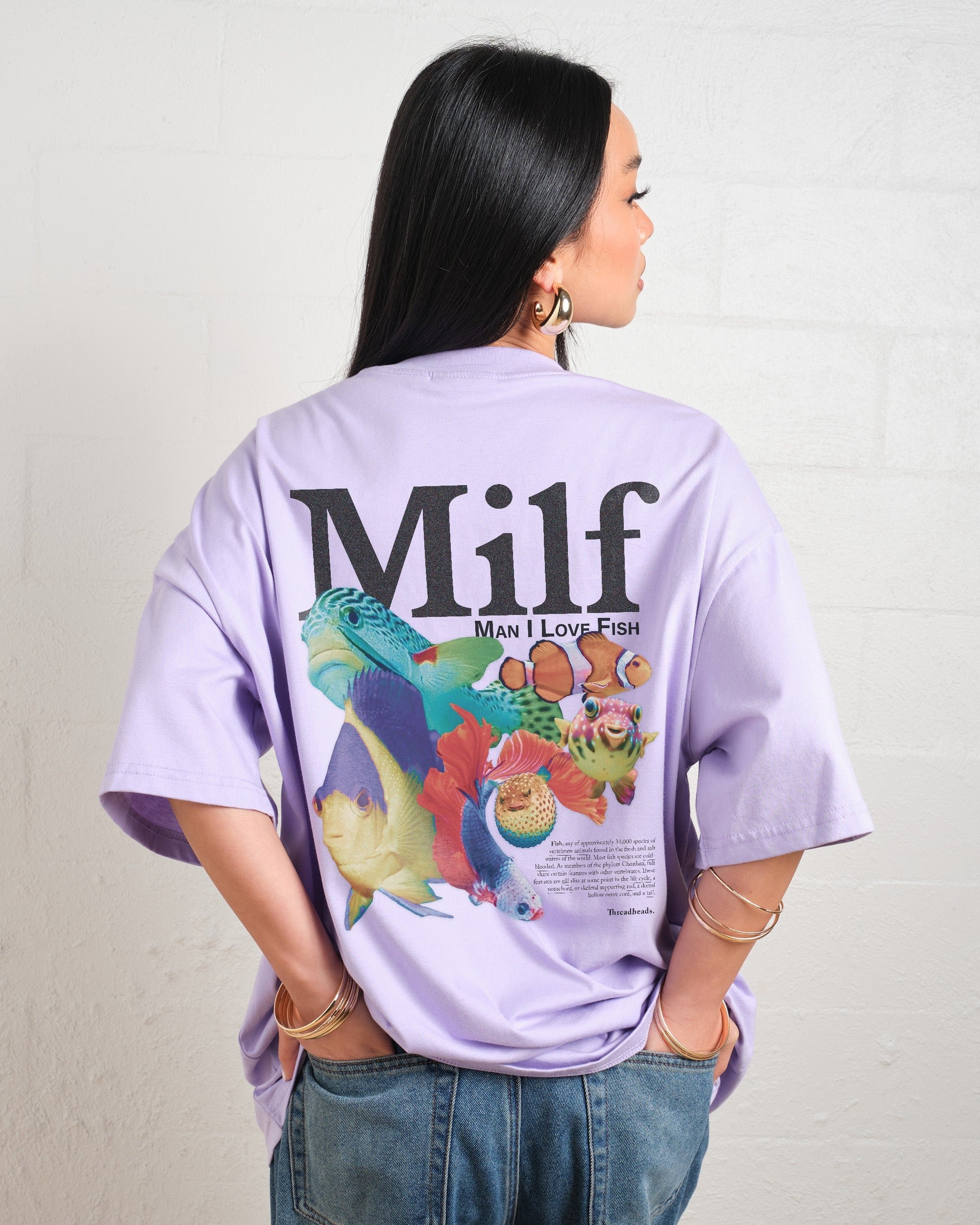 Man I Love Fish Front and Back Oversized Graphic T-Shirt - Unisex 90s Boxy Fit