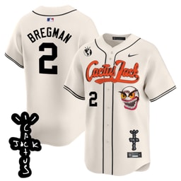 Alex Bregman 2 Baseball team Cactus Jack Patch V2 Men's Jersey - Cream
