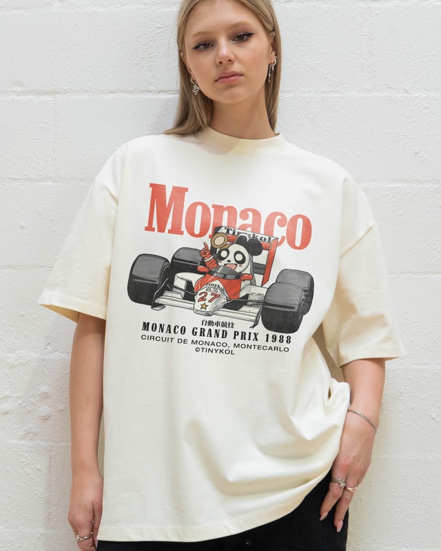 Monaco Racing Oversized Tee - Premium 90s Graphic T-Shirt, Heavyweight 100% Combed Cotton, Unisex