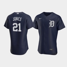 JaCoby Jones 21 Baseball team Team Logo Navy Alternate Jersey