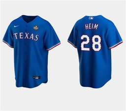 Jonah Heim 28 Baseball team 2023 World Series Stitched Baseball Jersey - Royal