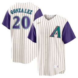 Luis Gonzalez 20 Baseball team Alternate Cooperstown Collection Men's Jersey - Cream/Purple
