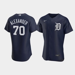 Tyler Alexander 70 Baseball team Team Logo Navy Alternate Jersey