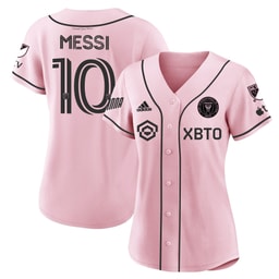 Lionel Messi Inter Miami Women's Baseball Jersey - Stitched, Pink
