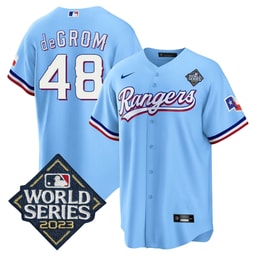 Jacob DeGrom 48 Baseball team 2023 World Series Stitched Baseball Jersey - Blue