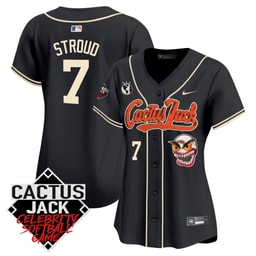CJ Stroud 7 Baseball team Cactus Jack Celebrity Softball Game Patch Women's Jersey - Black