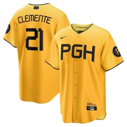 Roberto Clemente 21 Baseball team City Connect Men's Player Jersey - Gold