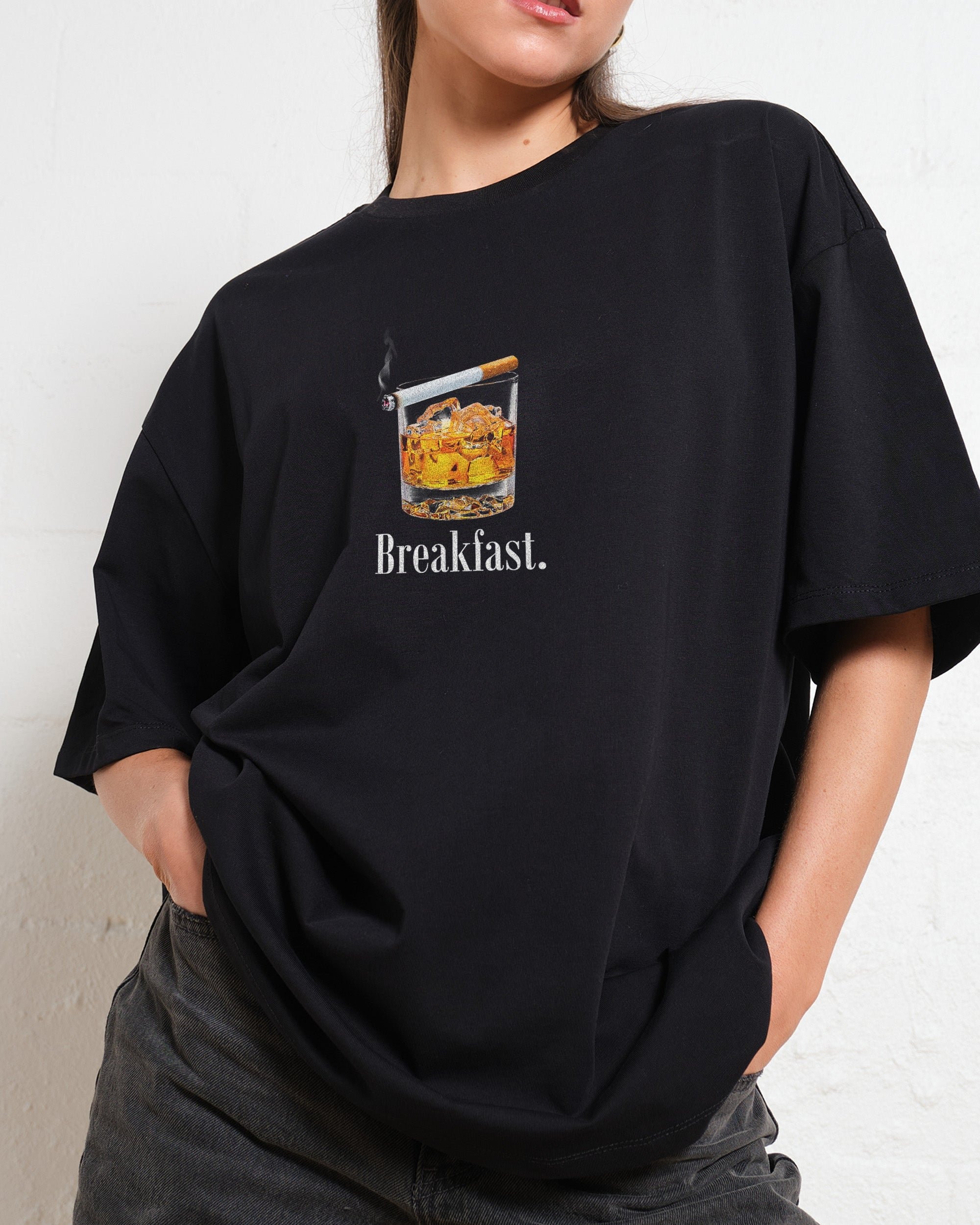 Breakfast Oversized Graphic Tee - Unisex 90s Boxy Fit 100% Combed Cotton
