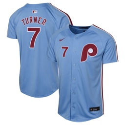 Youth Baseball team Trea Turner Light Blue Alternate Limited Player Jersey
