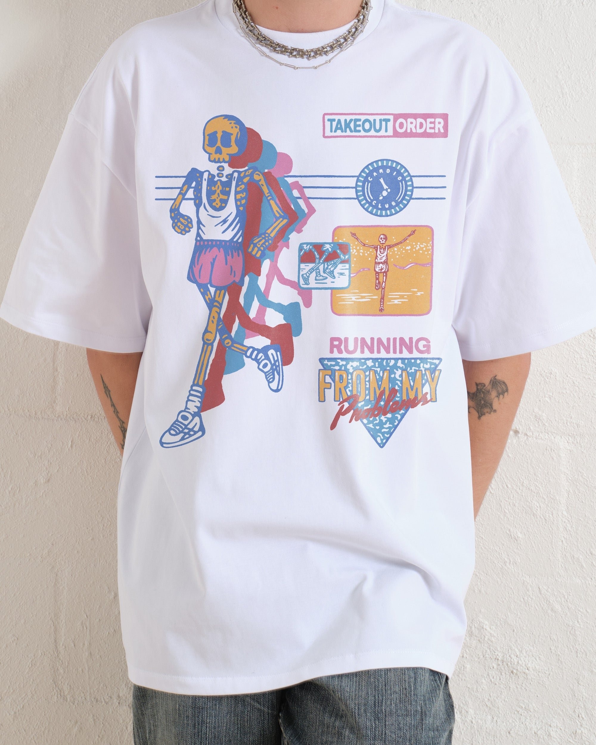 Running From My Problems Oversized Graphic Tee - Unisex 90s Boxy Fit 100% Combed Cotton
