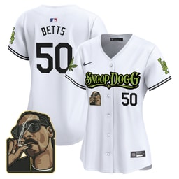 Mookie Betts 50 Baseball team Snoop Dogg Women's Jersey - White