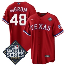 Jacob DeGrom 48 Baseball team 2023 World Series Stitched Baseball Jersey - Red