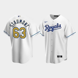 Men's Baseball team Josh Staumont 63 White Home Jersey
